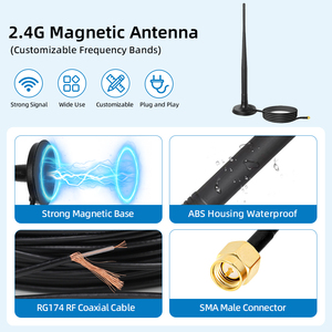 Antena de Base Magnética de 2.4GHz 5.8G, <span class=keywords><strong>Cable</strong></span> lora RG174 S M A Macho para Router WiFi, Amplificador de Señal Externo GSM 2G 3G 4G LTE - Product Image 2