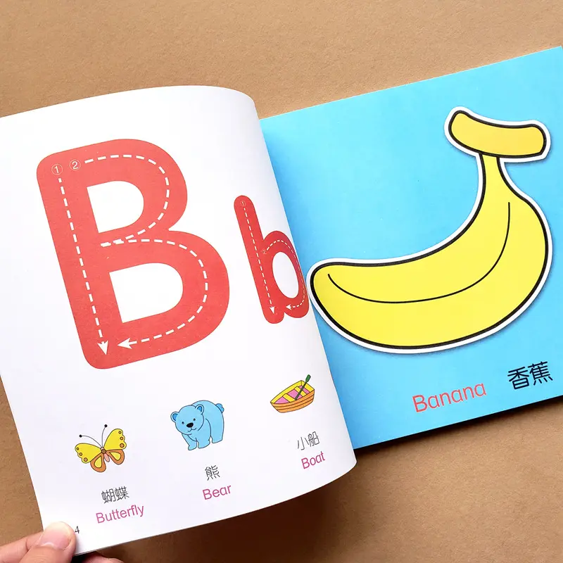 Custom Printer Well Design Educational Children Learning English Words ABC Story Book For Kids