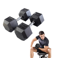 Haltères hexagonaux en fonte OEM en gros, haltères hexagonaux stabilisés anti-roulement avec revêtement en caoutchouc, poids libres de 1 à 50 kg pour les exercices de fitness corporel