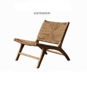 Fauteuil de loisirs moderne en bois massif et rotin tressé - Fait à la main, portable, écologique, pour la maison et l'hôtel, salon, appartement - Product Image 6