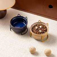 Bol pour animaux de compagnie en céramique moderne et mignon, avec support en fer, en porcelaine émaillée, pour chien et chat - Meilleures ventes