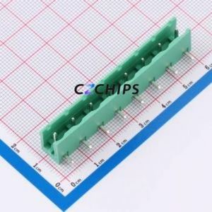 MX2EDGR-7.62-08P-GN01-Cu-A Plug-in Terminal Block Bent Lead Through Hole,P=7.62mm Board-to-Board / Socket Open 1x8P 7.62mm Green - Product Image 1
