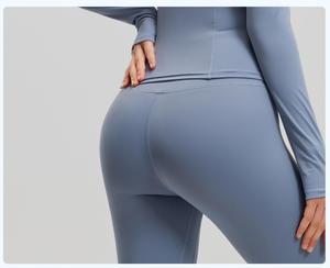 OEM Service Reversible Solid Plus Size Waterproof Breathable Yoga Activewear Set Thumbhole Jacket &amp; Squat-Proof <strong>Leggings</strong> - Product Image 4