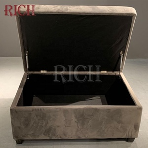 Brown Velvet <strong>Bedroom</strong> Storage Bench <strong>Stool</strong> Modern Bench Seating and Storage Tufted Fabric Ottoman Storage <strong>Stool</strong> - Product Image 6