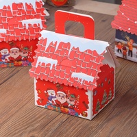 Boîte à bonbons en forme de maison avec poignée, décorative, à toit festonné, pour confiseries gourmandes et cadeaux de fête, vente en gros