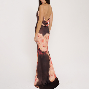 2025 Custom Impresso Spaghetti Strap Maxi Vestidos para Mulheres Elegante Estilo Casual com Laço e Lantejoula Decoração Plain Dyed - Product Image 2