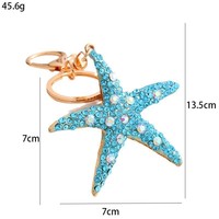 Porte-clés Étoile de Mer Porte-Bonheur Coloré en Opale et Strass Plaqué pour Femme, Breloque de Sac ou de Voiture, Accessoire Nautique Étoile de Mer