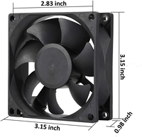 Ventilateur DC 12V 3 pouces 80mm x 80mm x 25mm 8025 sans balais pour refroidissement de boîtier PC et refroidisseurs de CPU