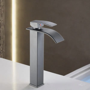 Grifo de lavabo de baño de acero inoxidable de fábrica, grifo mezclador de caño de <span class=keywords><strong>cascada</strong></span> cuadrado, grifo de lavabo de un solo mango - Product Image 6
