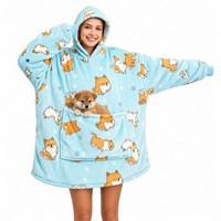 Couverture à capuche en polaire épaisse, pull à capuche en flanelle, couverture-pull à capuche européenne-américaine pour se prélasser