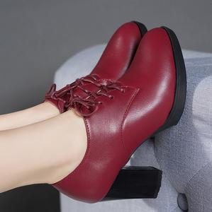 2025春秋新款单鞋高跟天鹅绒深口软底工作鞋女皮靴 - Product Image 4