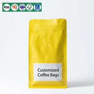 Sac d'emballage de poche de café 12oz 250g 1kg 5lb sacs d'emballage de café à fond plat avec valve pour emballage de grain de café