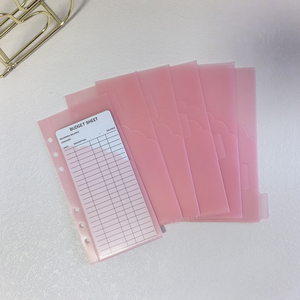 Nuova A6 nero rosa smerigliato PP divisori per buste in contanti 6 schede 2 buste da tasca senza zip - Product Image 2