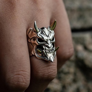 Bague Vintage <span class=keywords><strong>Homme</strong></span> Crâne Horreur Colère Gothique Punk Motard Squelette Bijoux de Fête Cadeaux Halloween - Product Image 1