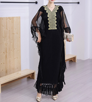 Miyake Abaya dubaï femmes robe musulmane élégant nouveau col en v chauve-souris gland robe solide pour le Ramadan grande taille Vestidos Para Mujer