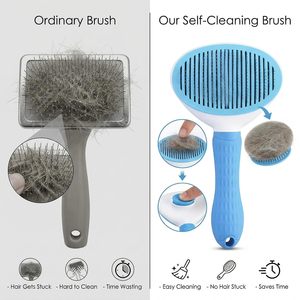 Peigne à poils d'animaux réglable à 60 degrés en acier, brosse à poils pour chiens et chats en plastique, idéal pour la salle de bain - Product Image 3