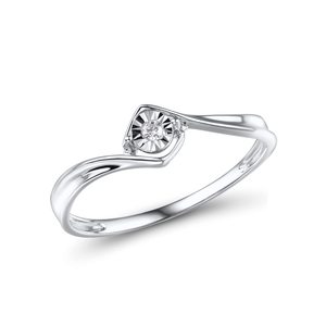 factory custom Solid <b>White</b> Gold Single Diamond Twist Stackable Ring, <b>Square</b> <b>Frame</b> Illusion Setting Promise Band For Women - Product Image 2