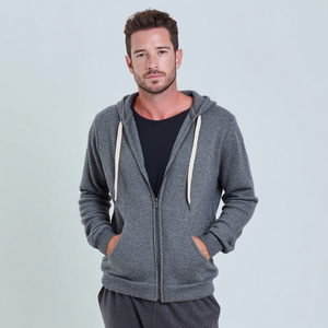 Sudadera con capucha para hombre, mezcla <span class=keywords><strong>de</strong></span> cachemira y lana fina, con cierre, hipoalergénica, aislante, <span class=keywords><strong>de</strong></span> <span class=keywords><strong>punto</strong></span>, con ajuste regulable. - Product Image 1