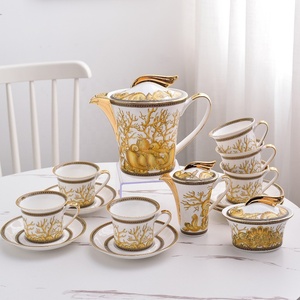 Promotion 15 PCS Nordic Royal Portrait Golden Luxury Ceramic Bone China Coffee <b>Tea</b> <b>Sets</b> - Product Image 4