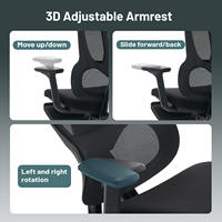 Chaise de bureau ergonomique moderne à dossier haut avec commandes multifonctions, dossier en maille et repose-pieds rétractable intégré pour usage en atelier