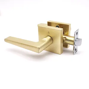 Alças Privacy lever Door Lock e Banheiro sem Keyless Door Lock Heavy Duty Satin Brass fechadura da porta