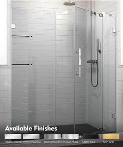 <span class=keywords><strong>Mampara</strong></span> de <span class=keywords><strong>Ducha</strong></span> Moderna sin Marco con Bisagras y Cristal de Seguridad de 10 mm, Acabado Negro para Baño, Hotel y Villa - Product Image 2