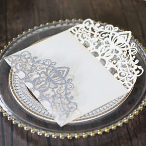 Elegantes Tarjetas de Invitación de Boda, Invitaciones de Corte Láser Color Marfil con Lazo y Sobres, Invitaciones en Blanco - Product Image 6