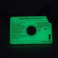 Miroir de signalisation réfléchissant de survie pour le camping en plein air, ultraléger, qui brille dans le noir, avec sifflet en paracorde