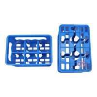 Boîte de rangement en plastique pour bouteilles de soda et de bière QS à 6 compartiments avec séparateurs, caisse renforcée
