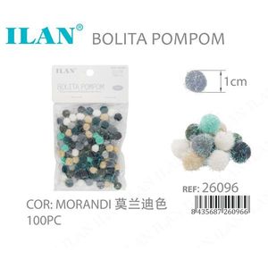 Pompon Ilan Bolita 1Cm Colore Morandi 100 Pezzi per Decorazioni Artigianali - Product Image 1