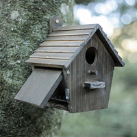 Nichoir pour oiseaux en bois de paulownia coloré style DIY fait à la main avec éclairage pour petits oiseaux Cage suspendue Décoration de jardin extérieur
