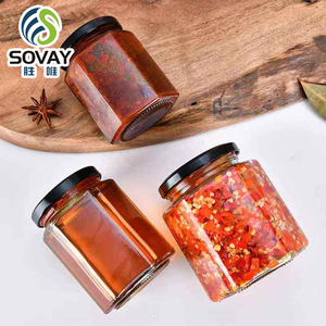 Hình lục giác Jar 45ml 60ml 85ml 100ml 180ml 280ml 380ml 500ml 730ml Flint ThủY Tinh LụC giác trong suốt mật ong Jar với nắp - Product Image 2