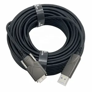Cable AOC óptico activo USB de 20m Cable de cadena de arrastre de fibra de extensión USB 3,0 5Gbps USB 3,0 tipo A a Micro B con bloqueo de tornillo