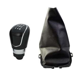 Ford Fiesta Gear <b>Knob</b> Set Black Leather 5 Speed Manual <b>Shift</b> <b>Knob</b> And Boot Cover For 08-12 Models - Product Image 1
