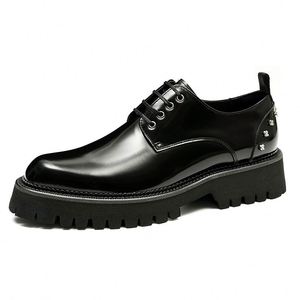 Zapatos Formales de Negocios para Hombre con Cordones - Suela de Goma Gruesa Antideslizante, Transpirables, Diseño de Parches, Casuales, Ideales para Bodas - Product Image 2