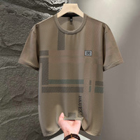 T-shirt d'été pour homme en soie glacée à séchage rapide, coupe ajustée, léger et respirant, style décontracté, en stock, vente en gros