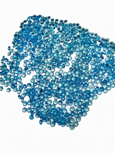 200 pièces par lot, topaze bleue naturelle de qualité A+, taille brillant ronde, traitée thermiquement, 1-3 mm, pour la fabrication de bijoux - Product Image 1