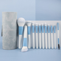 Ensemble de 12 pinceaux de maquillage professionnels en fibres synthétiques à poils doux avec manche en bois de luxe pour le visage, les lèvres, le fond de teint, pour débutants