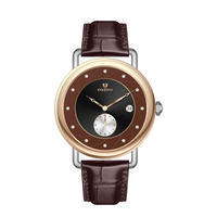 Montre à quartz élégante et vintage de luxe ORINO pour homme, mouvement Miyota, affichage analogique, acier inoxydable, bracelet en cuir de 10 mm, petite aiguille des secondes