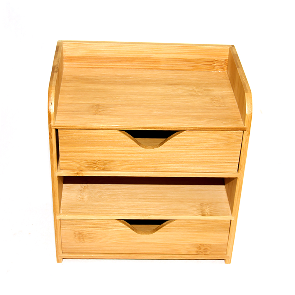 Офисные канцелярские принадлежности, бамбуковый Настольный органайзер для всякой всячины с тремя ящиками