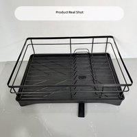 Égouttoir à vaisselle et à bols en métal antirouille pour comptoir de cuisine, support de rangement pratique pour vaisselle avec drain intégré