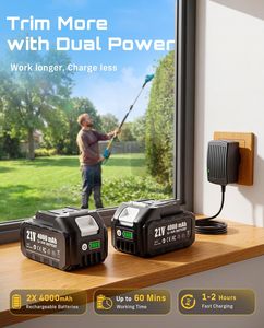<span class=keywords><strong>Taille</strong></span>-<span class=keywords><strong>haie</strong></span> industriel sans fil 20V 16 pouces avec perche télescopique 8,5 pieds, sangle d'épaule et 2 batteries 4,0 Ah, <span class=keywords><strong>coupe</strong></span> de 0,63 pouce pour jardin - Product Image 4