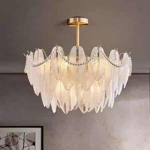 Luminaire suspendu moderne <span class=keywords><strong>en</strong></span> cuivre et verre personnalisable pour hôtel, <span class=keywords><strong>plume</strong></span>, décoration intérieure, salon, salle à manger, lampe de plafond - Product Image 5