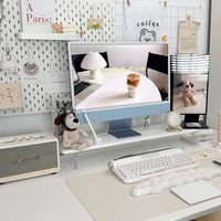 Support de moniteur en bambou avec pieds en acrylique pour bureau