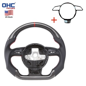 Volant en fibre de carbone véritable pour <span class=keywords><strong>Audi</strong></span> RS3 A5 RS5 RS7 RSQ3 S5 S4 2012-2016/ RS4 RS6 2013-2018/ S3 2016-2021 avec garniture – Stock USA - Product Image 1