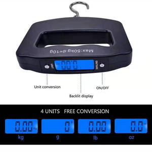 Pèse-bagages numérique suspendu 50 kg max, précision 10 g, écran LCD rétroéclairé, conversion d'unités, corps en plastique - Product Image 1