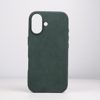 Étui de téléphone en cuir véritable Alcantara de luxe, tissu en daim vert, adapté aux iPhone 17 16 Pro Max