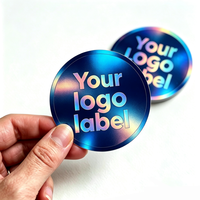 Autocollants personnalisés avec logo holographique de marque, impression imperméable, vinyle décoratif pour ordinateur portable, pour boîte à gobelets, petite entreprise