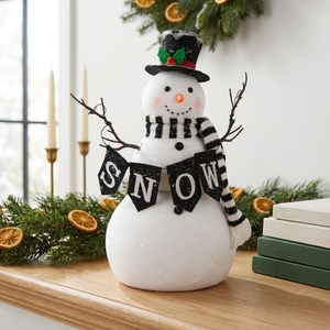 Muñeco de Nieve Clásico con Sombrero de Copa Negro y Bandera de Nieve para Decoración de Bienvenida en Invierno, Venta al por Mayor - Product Image 3