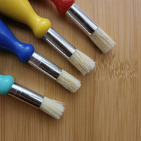 Pincel de pintura de Cerdas de cerdo de madera y nailon con mango de bola de plástico de 10CM para niños, pincel de acuarela y aceite de arte DIY